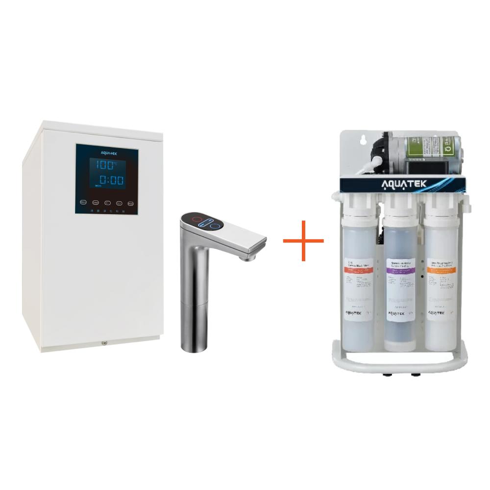 【沛宸淨化科技 Aquatek】AQ-3322廚下型加熱器/觸控龍頭 熱交換型+AQ-50-1壓力桶純水機