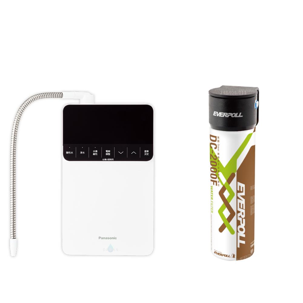 【國際牌 Panasonic 】TK-HS700 鹼性離子整水器 廚上型 電解水機+【愛科 EVERPOLL】DC-2000單道無鈉離子交換樹脂淨水器